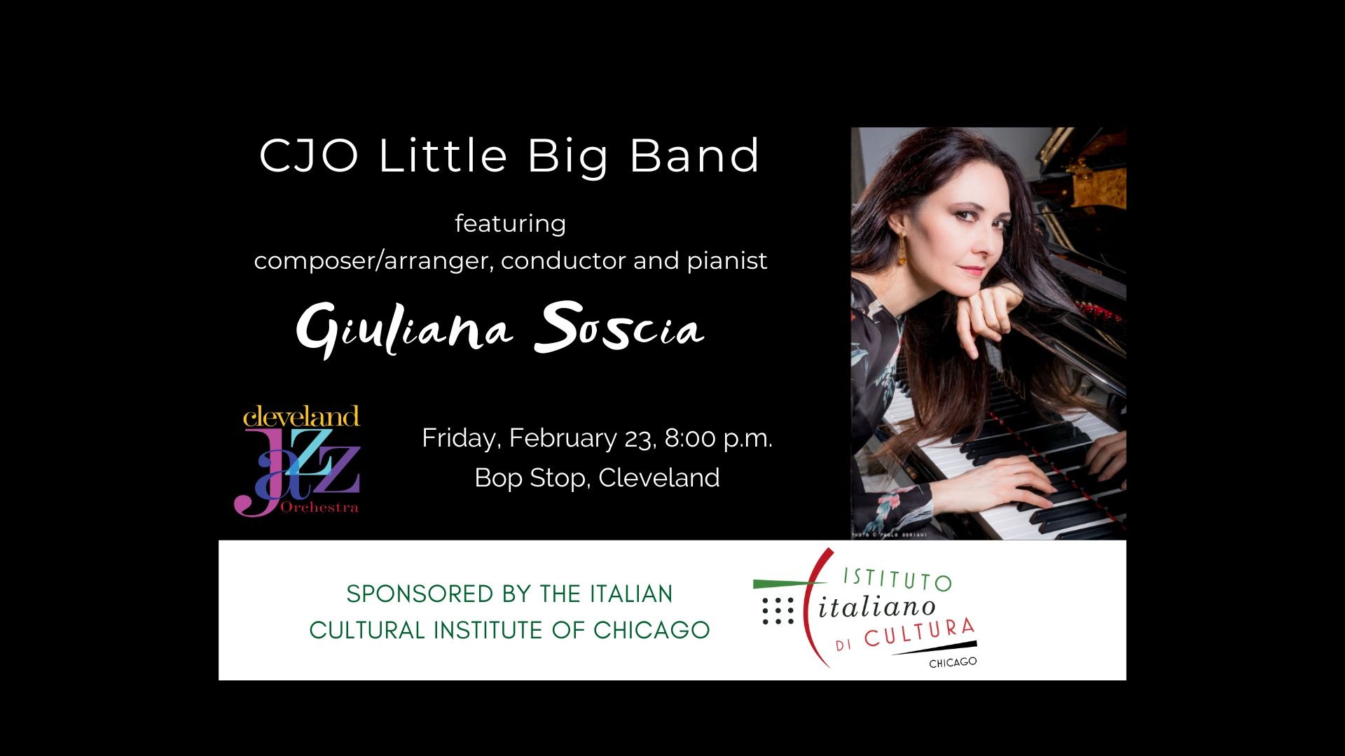 (SOLD OUT) Cleveland Jazz Orchestra Little Big Band Featuring Giuliana Soscia @ BOP STOP
