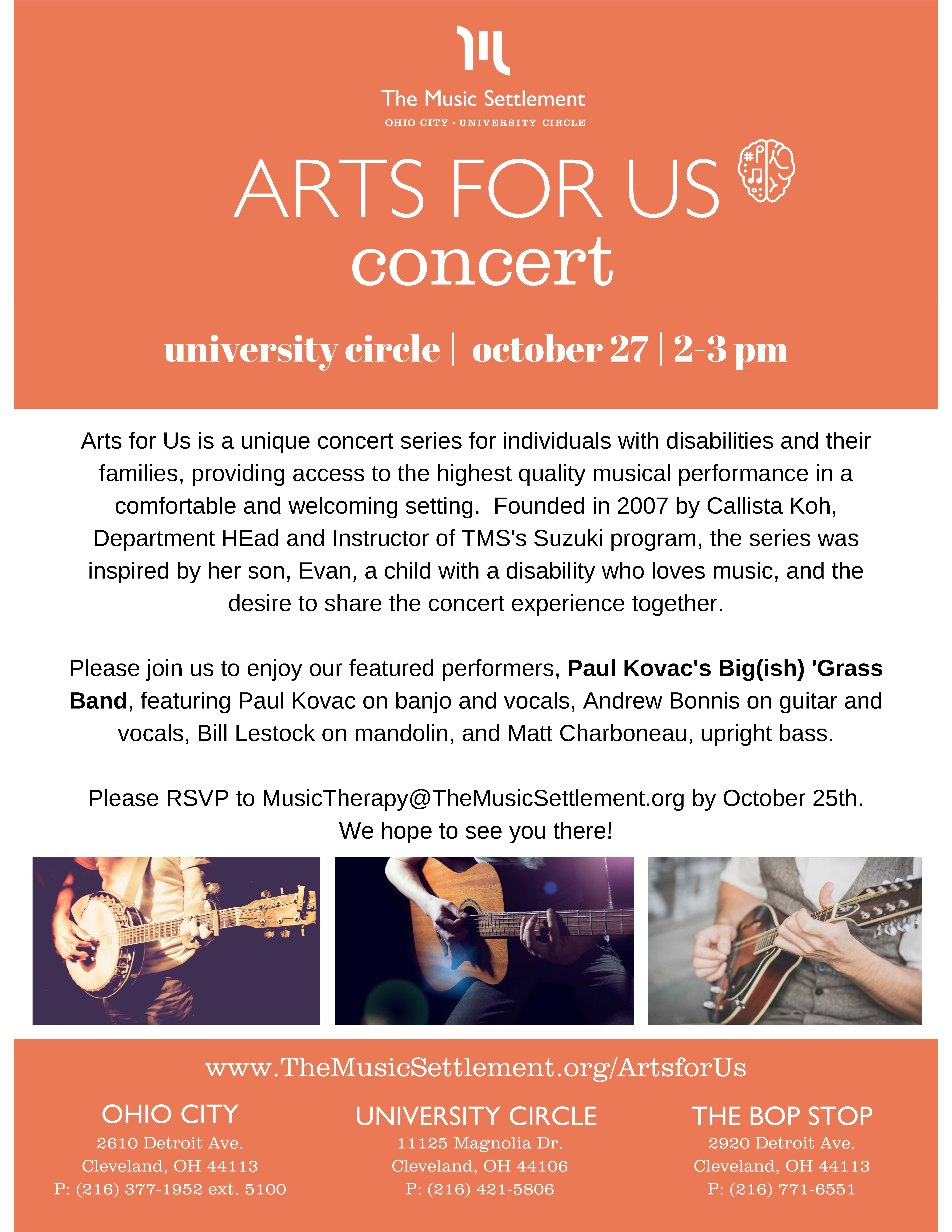 Arts for Us Fall Concert - Paul Kovac's Big(ish) 'Grass Band