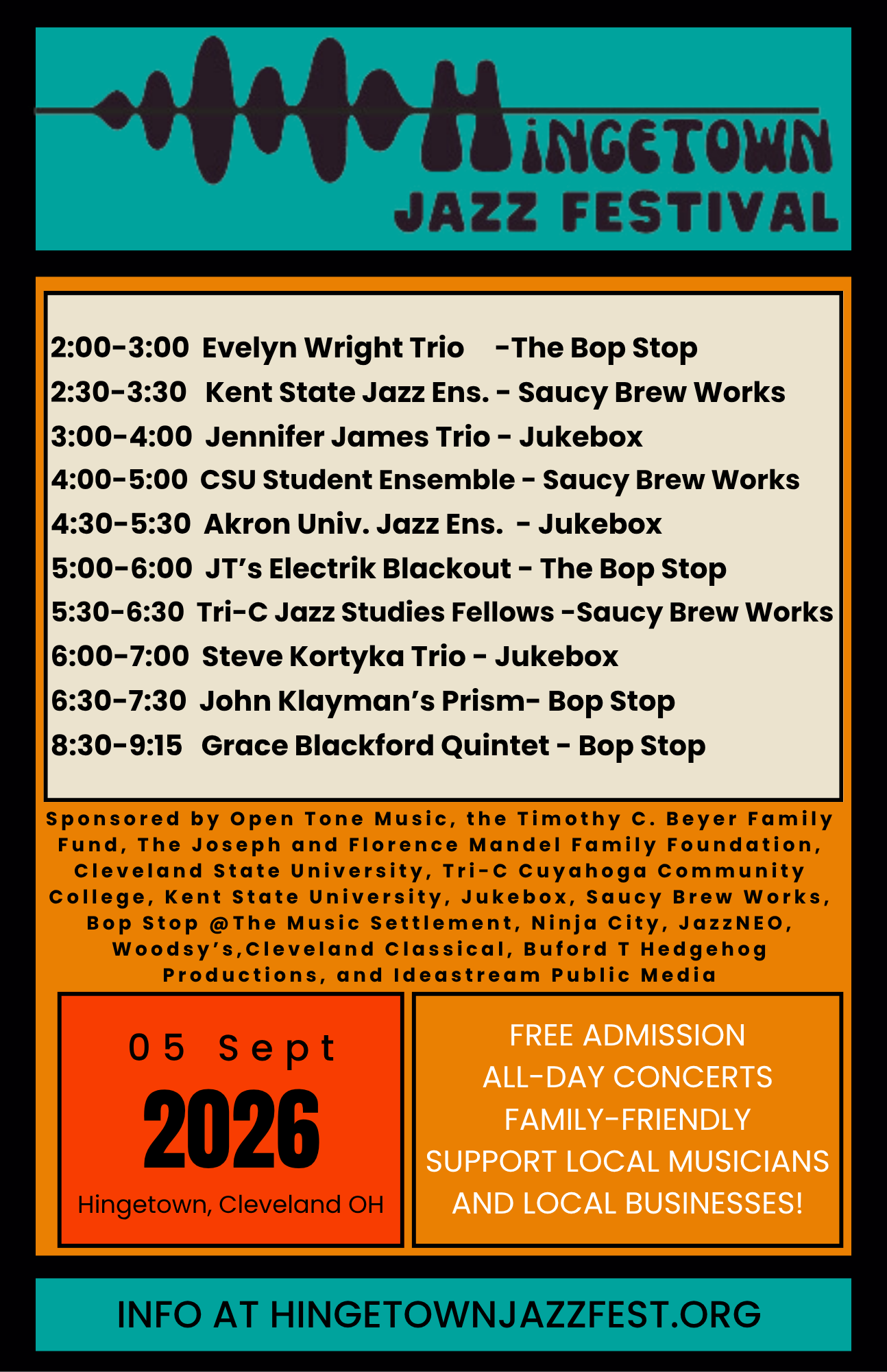 2026 Hingetown Jazz Festival @ BOP STOP 
