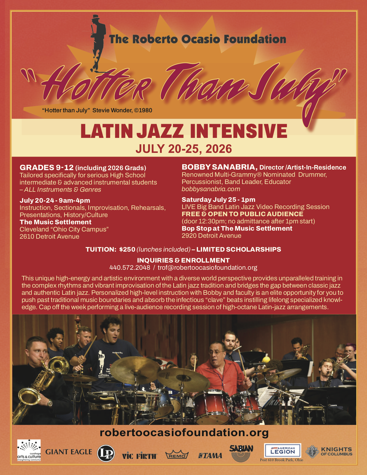 Latin Jazz Intensive Live Recording Concert Featuring Bobby Sanabria @ BOP STOP