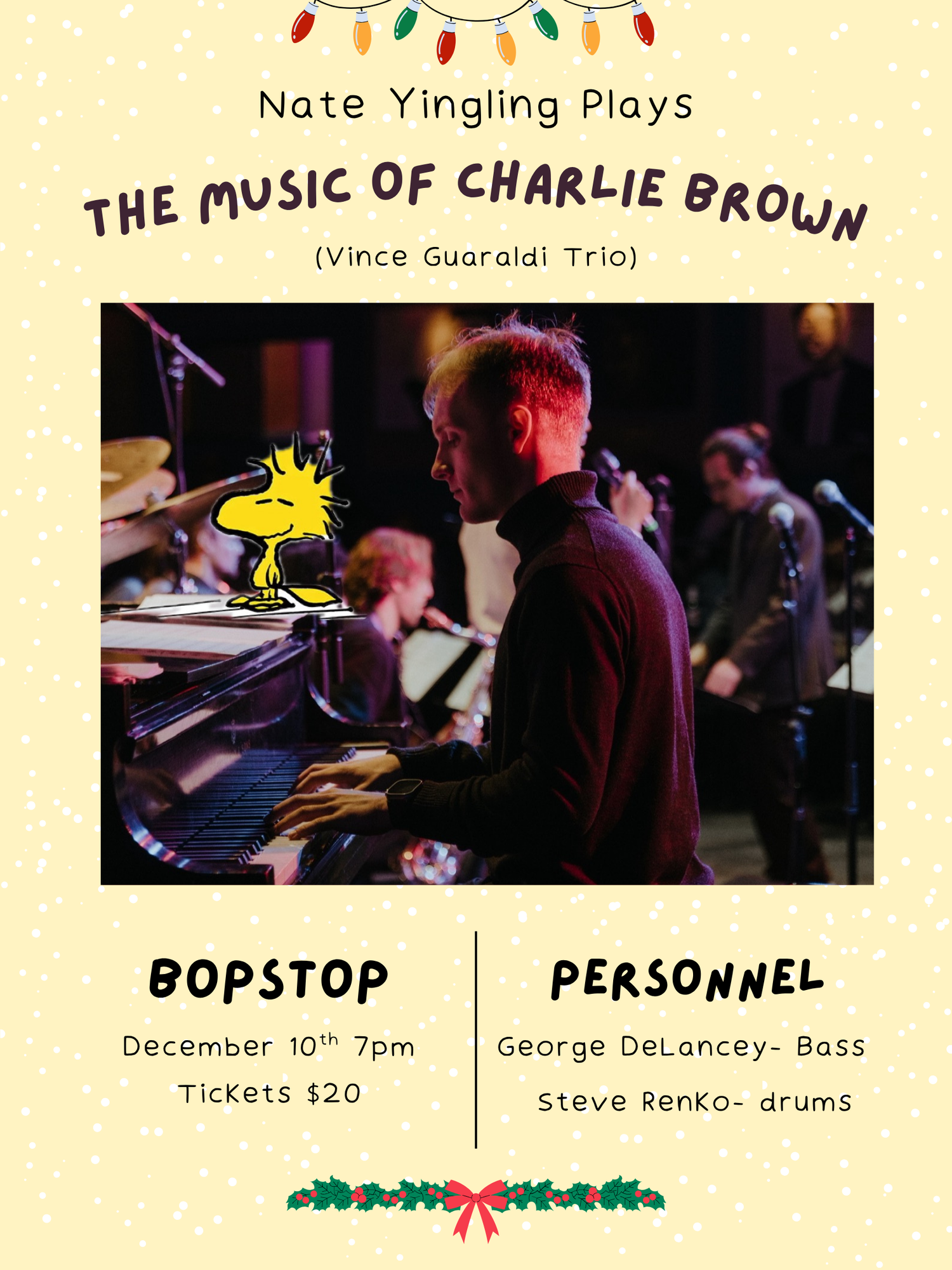 Nate Yingling Trio Plays the Music of Charlie Brown @ BOP STOP