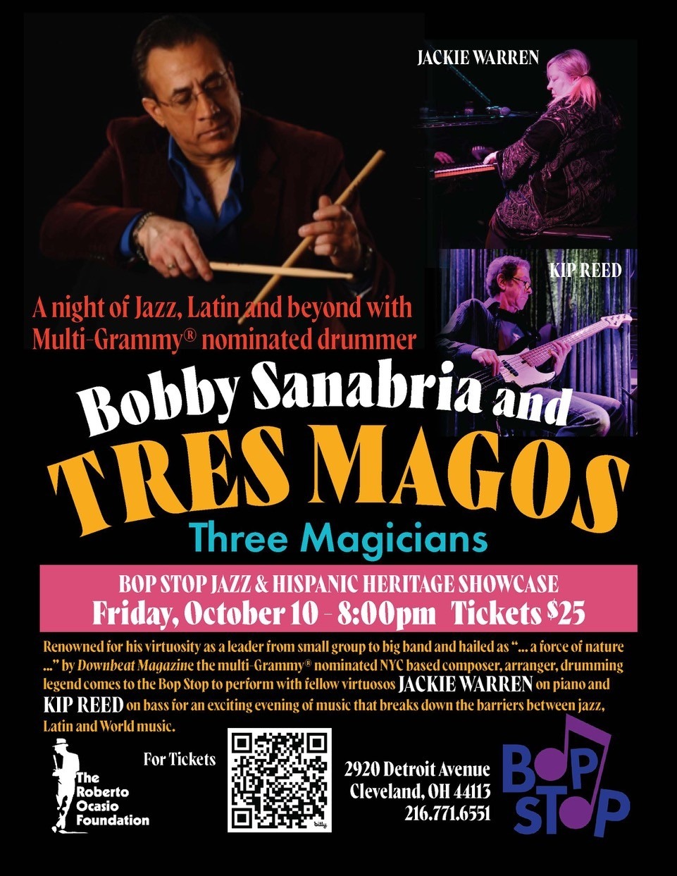 National Hispanic Heritage Month Showcase: Bobby Sanabria and Tres Magos @ BOP STOP