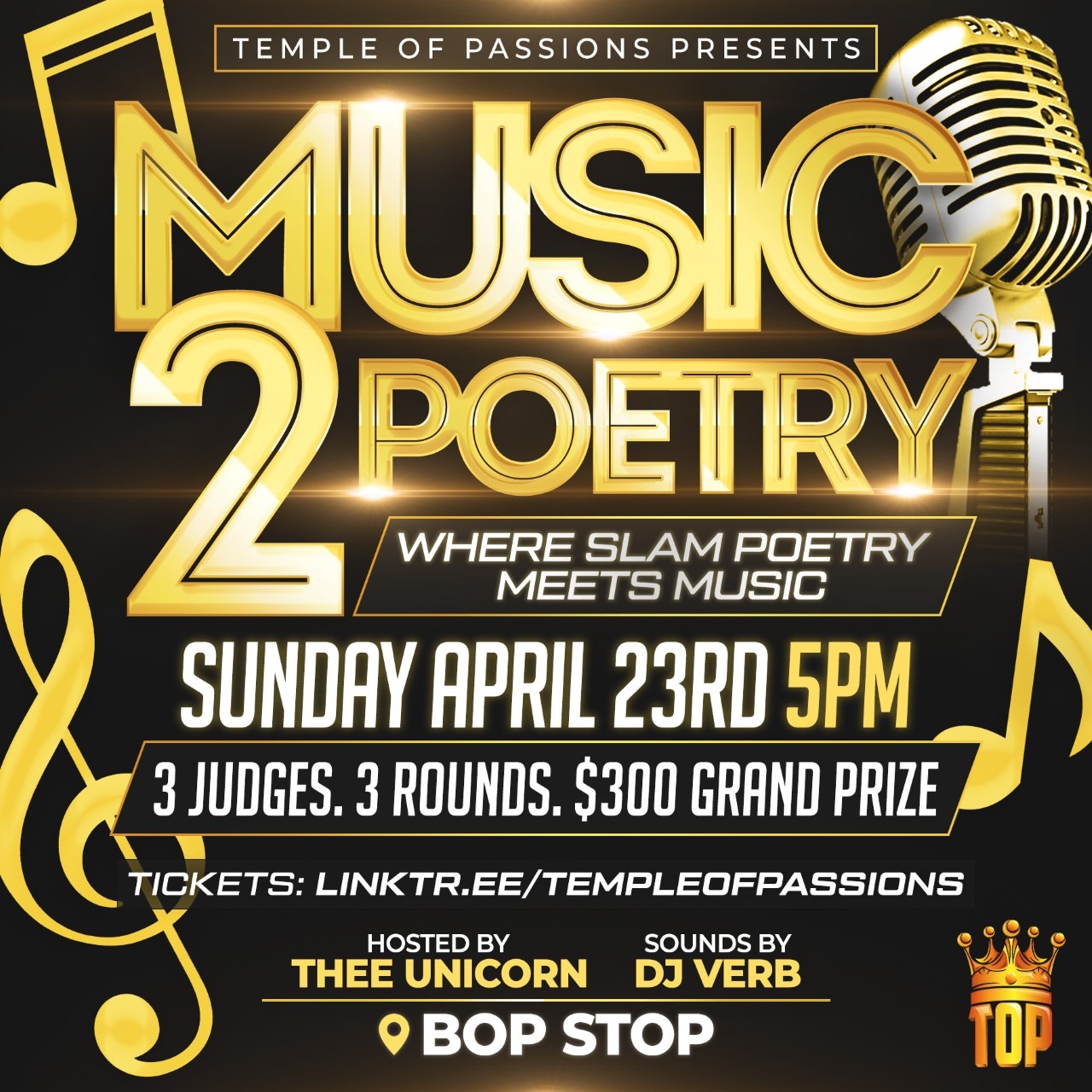 Temple Of Passions Presents Music 2 Poetry @ BOP STOP